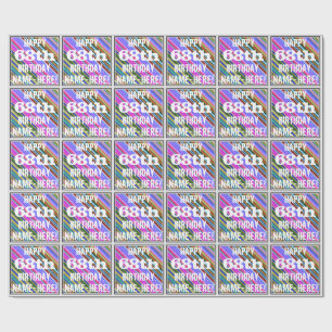 Lebhafter, farbenfroher 68. Geburtstag + Individue Geschenkpapier