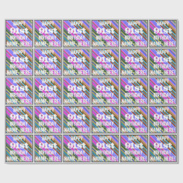 Lebhafter, farbenfroher 91. Geburtstag + Individue Geschenkpapier