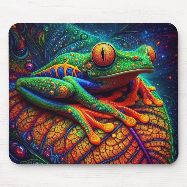 Lebhafter, farbenfroher Baum Frog Mousepad (Vorne)