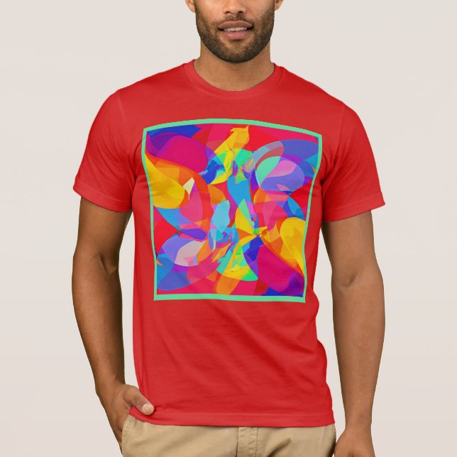 Lebhafter farbenfroher Mustermagen T-Shirt (Vorderseite)