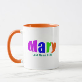Lebhafter, farbenfroher Name "Mary", Personalisier Tasse