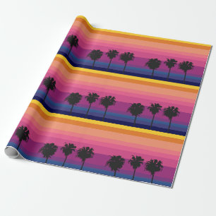 Lebhafter, farbenfroher Sonnenuntergang im Ozean m Geschenkpapier