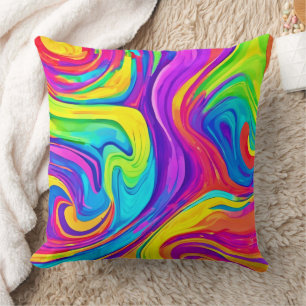Lebhafter Farbhintergrund: Cartoon Splash Art Kissen