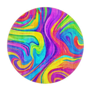 Lebhafter Farbhintergrund: Cartoon Splash Art Schneidebrett