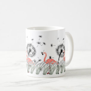 Lebhafter Flamingo mit Kronleuchter und Rasen Kaffeetasse