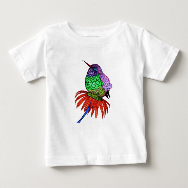 Lebhafter Fluffy Baby Hummingbird Baby T-shirt (Vorderseite)