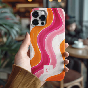 Lebhafter Fluss   Funky Retro Initial Monogram iPhone 16 Pro Max Hülle