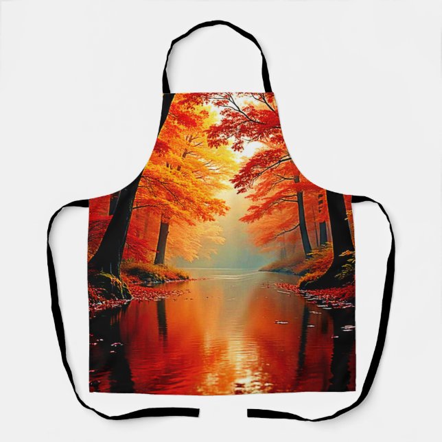 Lebhafter Fluss im Herbst Gold Design Schürze (Vorderseite)