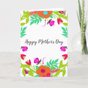 Lebhafter Frühlingstag Blumenreath Tag der Mutter Feiertagskarte