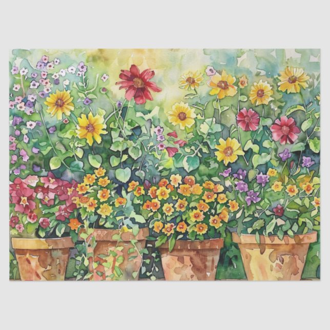 Lebhafter Garten Wasserfarben Seidenpapier (Vorderseite)