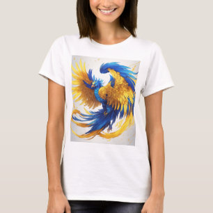 "Lebhafter, gelber und blauer Phoenix-T - Shirt - 