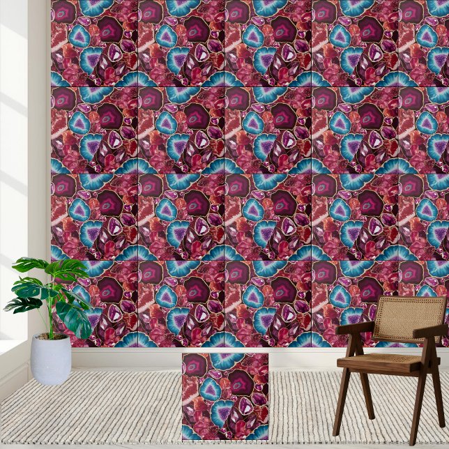 Lebhafter Geode und Gemstone Tile Fliese (Vibrant Geode and Gemstone Tile)
