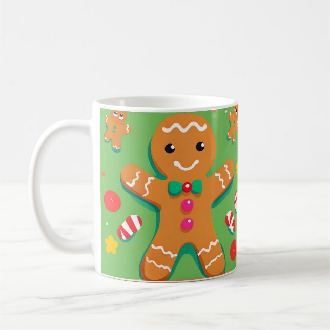 Lebhafter Gingerbrot Mann Kaffeemaschine Tasse (Links)