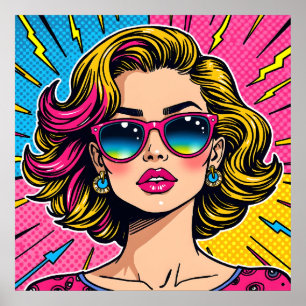 Lebhafter Glam Pop Art - Retro 80er Jahre Stil Poster