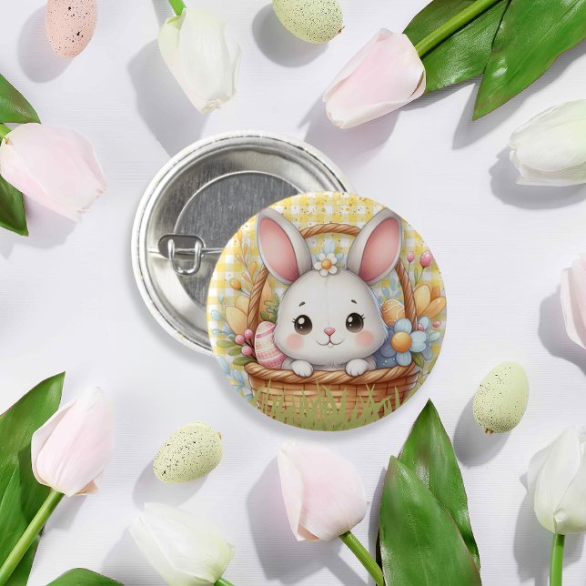Lebhafter glücklicher Ostern im gelben Hintergrund Button (Vibrant Happy Easter in a Yellow background 3 Cm Round Badge)