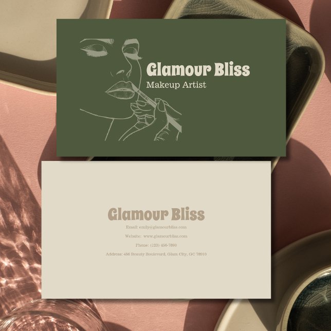 Lebhafter Green Makeup Artist Salon Visitenkarte (Von Creator hochgeladen)