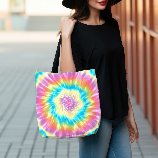 Lebhafter Groovy Krawatte-Dye Spiral in Pastellfar (Groovy Tie Dye Tote Bag
)