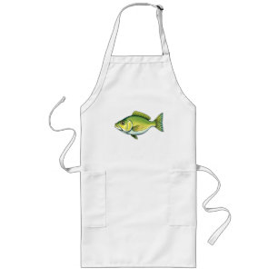 Lebhafter Grüner Fisch mit Wellenmuster Lange Schürze