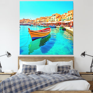 Lebhafter Hafen: mediterrane Bliss Leinwanddruck