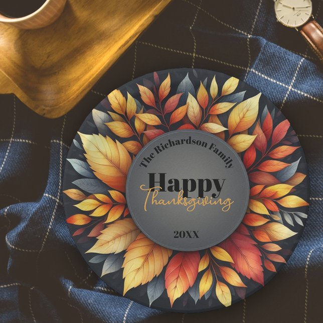 Lebhafter Herbstfolien-Erntedank Pappteller (Von Creator hochgeladen)