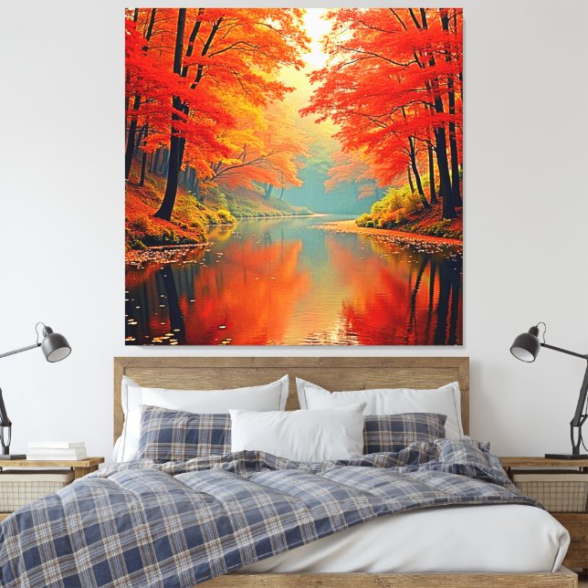 Lebhafter Herbstwald Leinwanddruck (Insitu (Schlafzimmer))