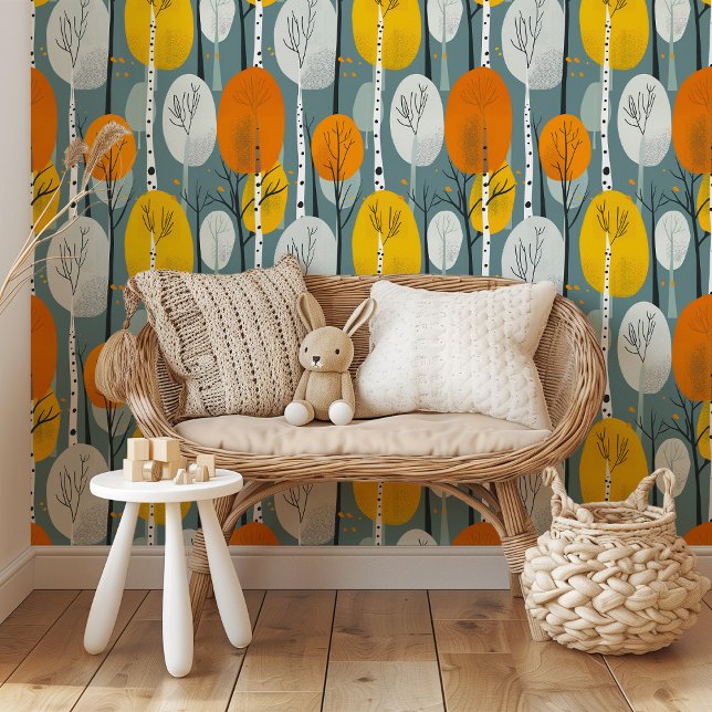 Lebhafter Herbstwald Modernes Baummuster Tapete (Von Creator hochgeladen)