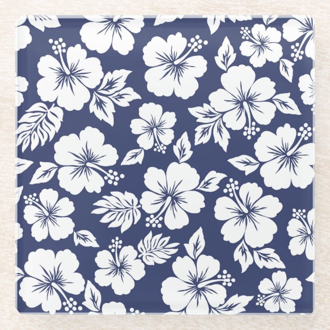 Lebhafter Hibiskus: florales nahtloses Muster. Glasuntersetzer (Vorderseite)