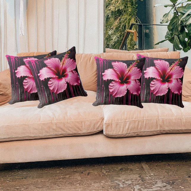 Lebhafter Hibiskus Splash Kissen (Von Creator hochgeladen)