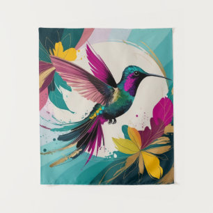Lebhafter Hummingbird im Flight: Ein tropisches Ab Wandteppich