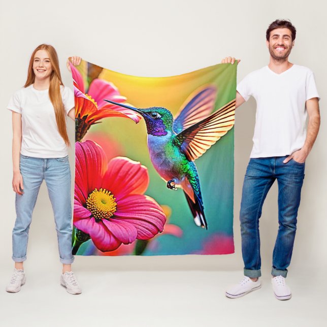 Lebhafter Hummingbird im Sunset Design Fleecedecke (Beispiel)