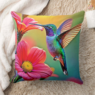 Lebhafter Hummingbird im Sunset Design Kissen