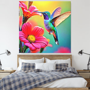 Lebhafter Hummingbird im Sunset Design Leinwanddruck