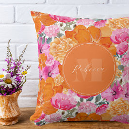 Lebhafter Individuelle Name in Rosa und Orange Blu Kissen