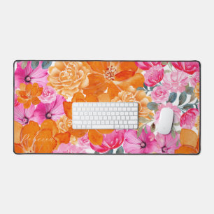 Lebhafter Individuelle Name in Rosa und Orange Blu Schreibtischunterlage