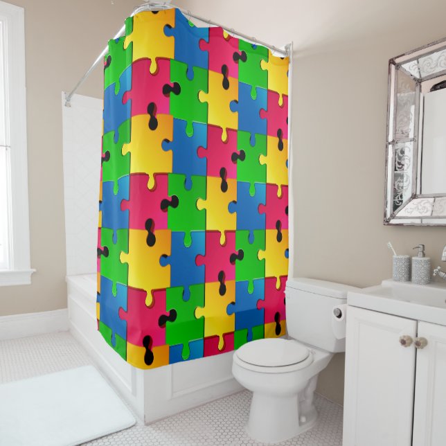 Lebhafter Jigsaw Puzzle Duschvorhang (Beispiel)