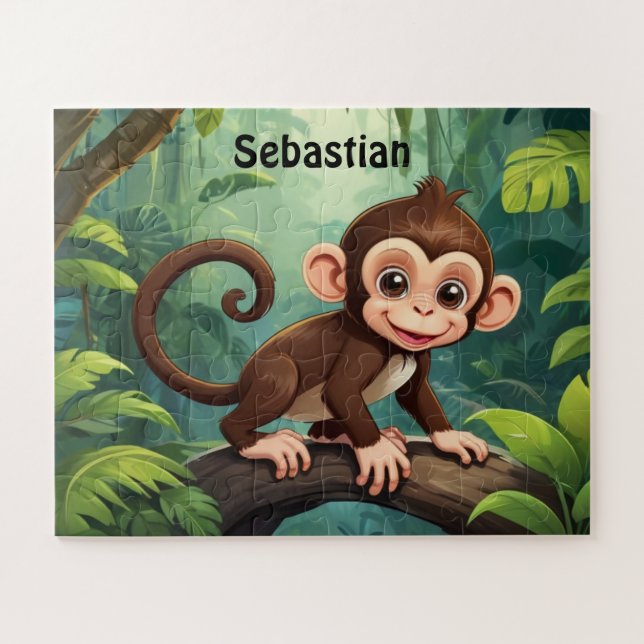 Lebhafter Jungle-Affe Personalisiert Puzzle (Horizontal)