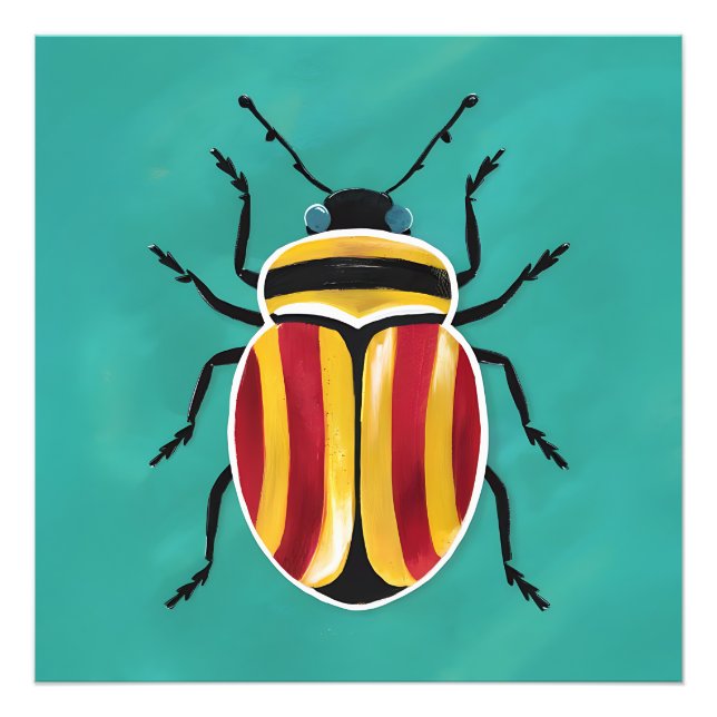 Lebhafter Käfer mit rotem, gelbem und schwarzem St Fotodruck (Vorne)