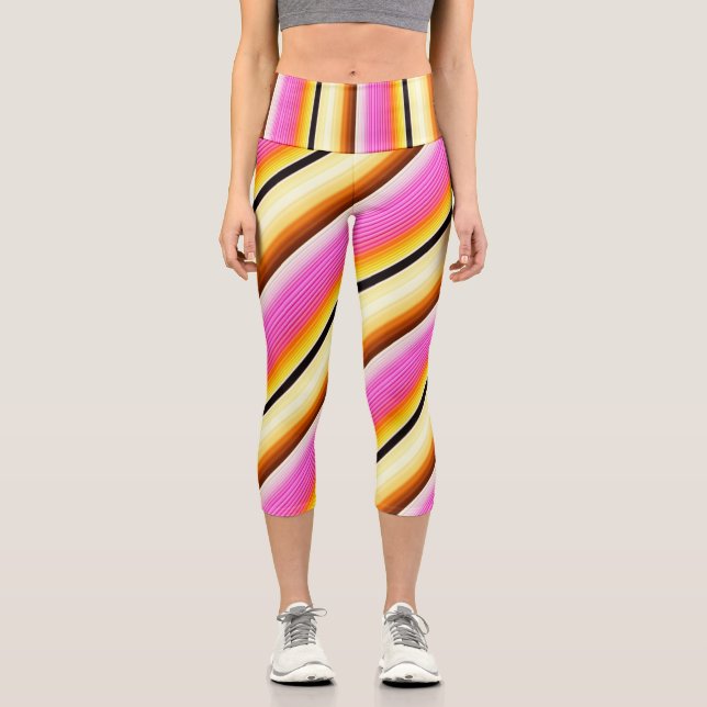 Lebhafter Karierter Fuison High Waisted Capri Leggings (Vorderseite)