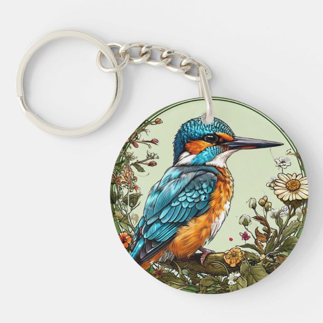 Lebhafter Kingfisher Bird Schlüsselanhänger (Vorderseite)