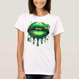 Lebhafter Kleeblatt Lips Tropfen T-Shirt