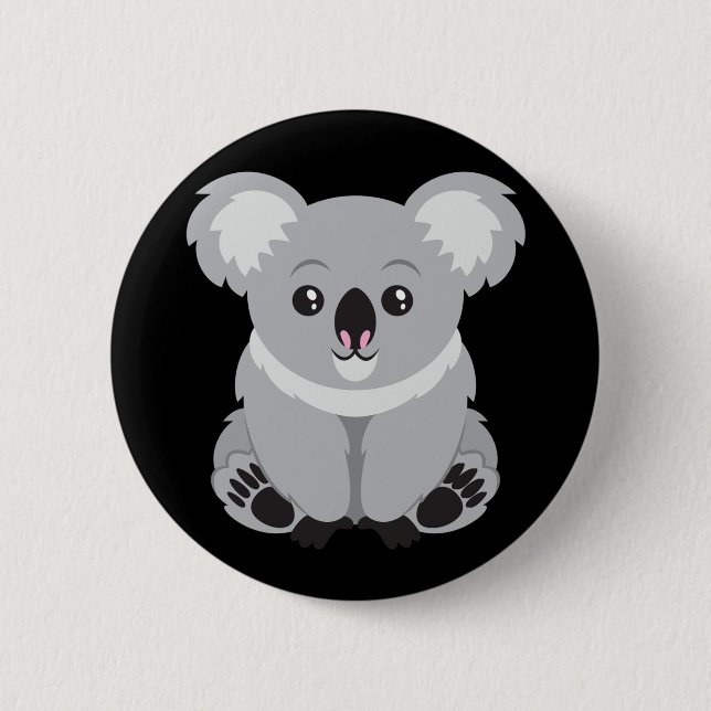 Lebhafter Koala-Bär Button (Vorderseite)