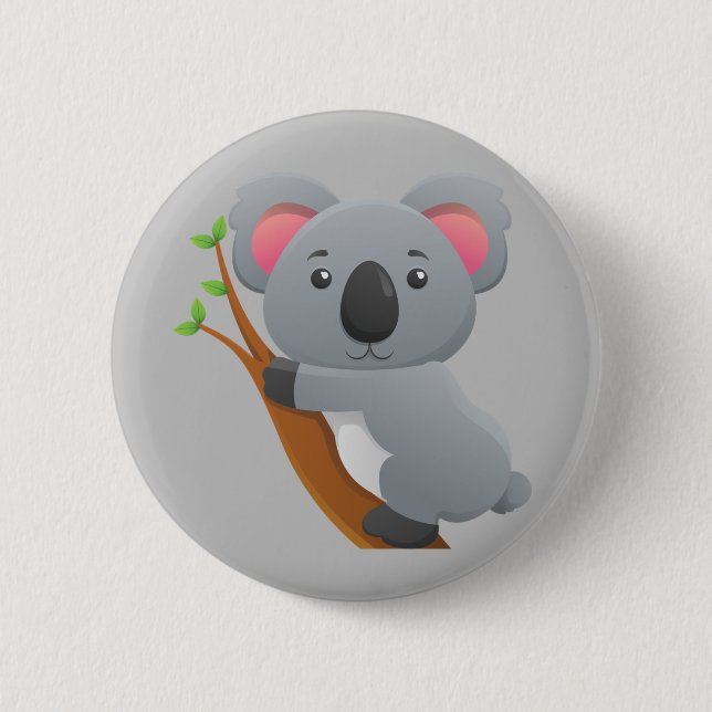 Lebhafter Koala-Bär Button (Vorderseite)