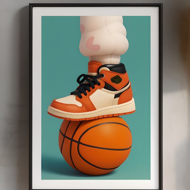 Lebhafter Kontrast-Sneaker auf Basketball Poster (Von Creator hochgeladen)