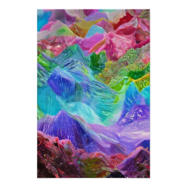 Lebhafter Kristallberg Abstrakt Poster (Vorderseite)