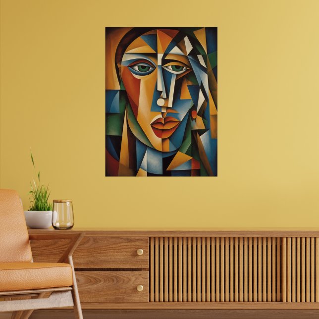 Lebhafter Kubismus Female Portrait Picasso Braque Poster (Wohnzimmer 2)