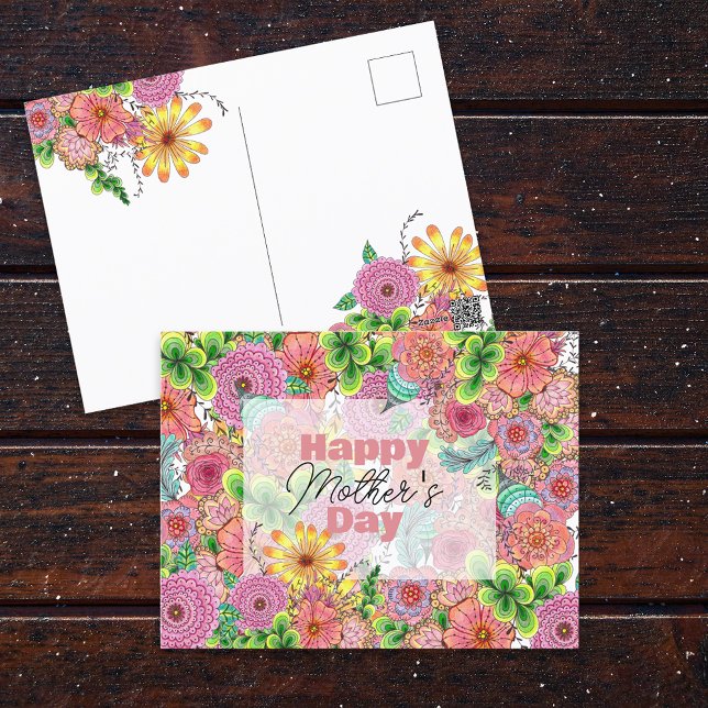 Lebhafter, künstlerisch gezeichnet Florals Muttert Postkarte (Von Creator hochgeladen)