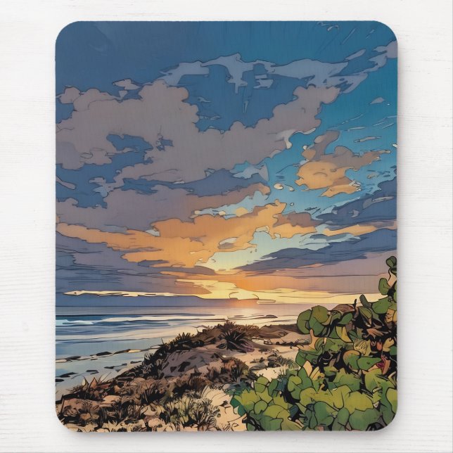 Lebhafter landschaftlicher Strand Mousepad (Vorne)