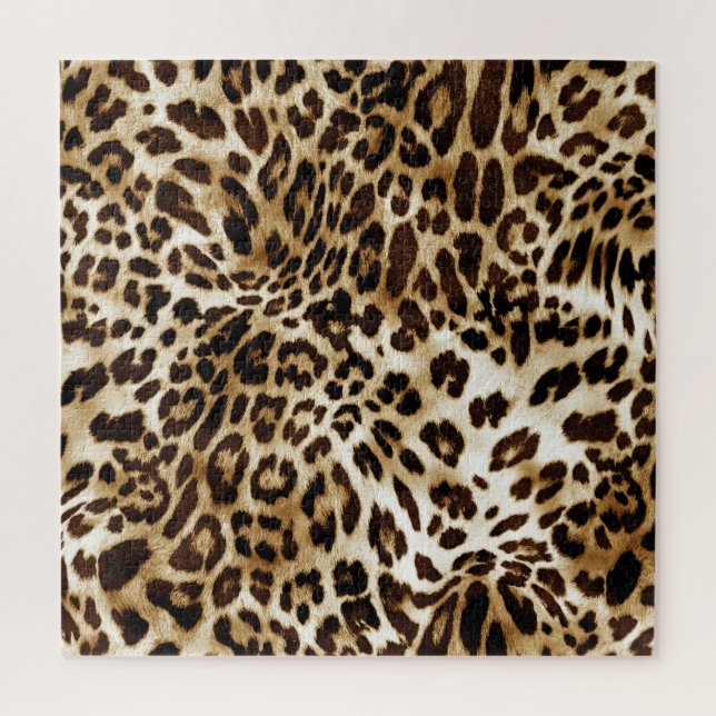 Lebhafter Leopard: farbenprächtiges Textildesign. Puzzle (Vertikal)