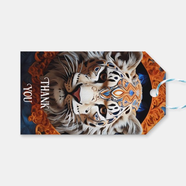 Lebhafter Leopard mit floralen Motiven Geschenkanhänger (Vorderseite (Horizontal))