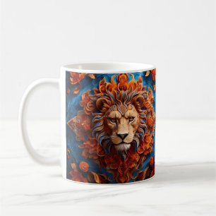 Lebhafter Löwe mit floralen Motiven Kaffeetasse